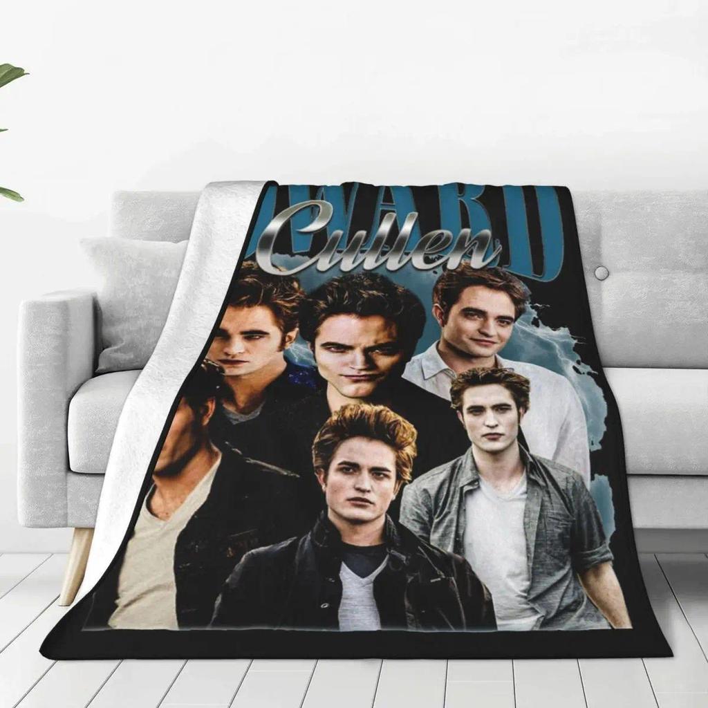 Edward Cullen Retro 90 Homage Chạng vạng Chăn Robert Pattinson Len Ném Chăn Máy Bay Du Lịch Mềm Mại 