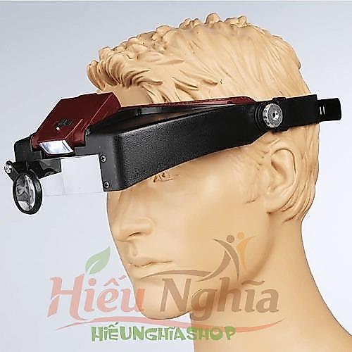 Kính lúp đeo đầu có đèn 81007A độ zoom 1.5X 3X 8.5X 10X (viền đỏ)