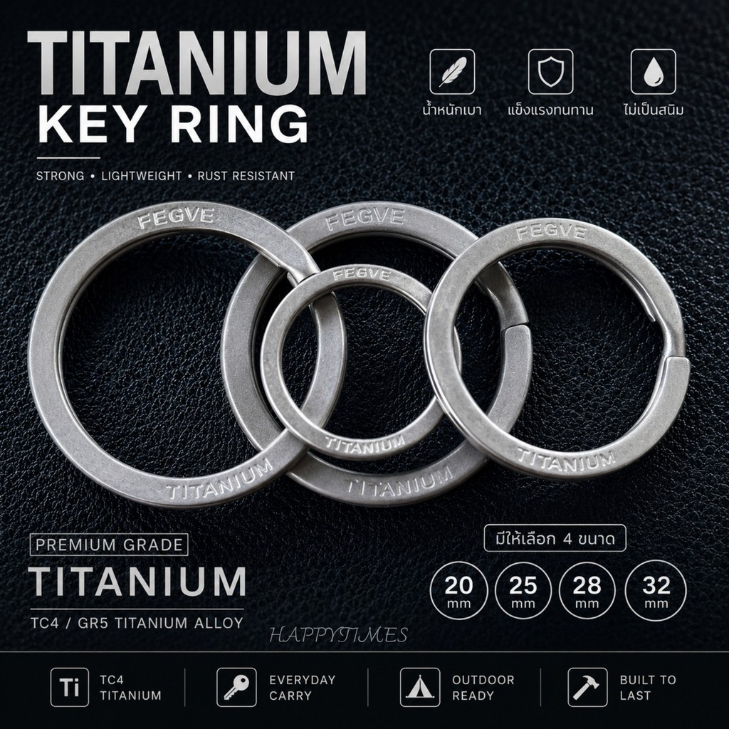 Vòng chìa khóa TITANIUM TC4 chính hãng có FEGVE và bu lông Trọng lượng nhẹ Móc khóa không gỉ mạnh