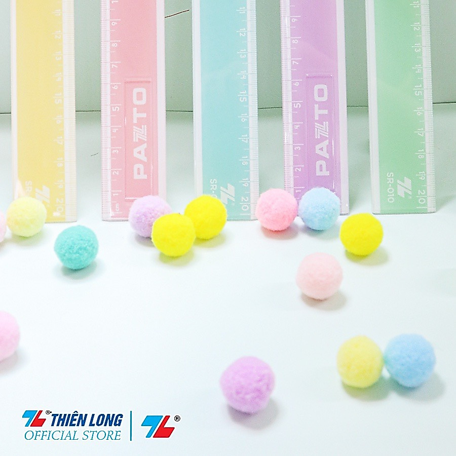 Thước nhựa thẳng màu Pastel dài 20 cm Thiên Long Pazto SR-010 - Màu ngẫu nhiên