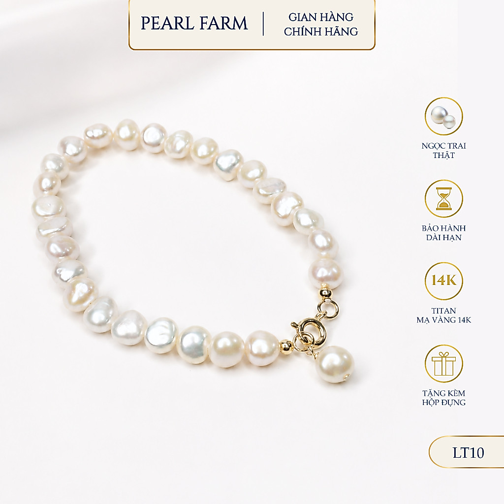 Lắc Tay Ngọc Trai Dáng Dị Móc Cài 2 Chất Liệu Pearl Farm