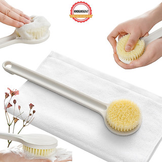 Bàn Chải Cọ Lưng Cán Dài Làm Sạch Da Tẩy Tế Bào Chết Đầu Sợi Cotton Siêu Mềm Mịn Có Móc Treo