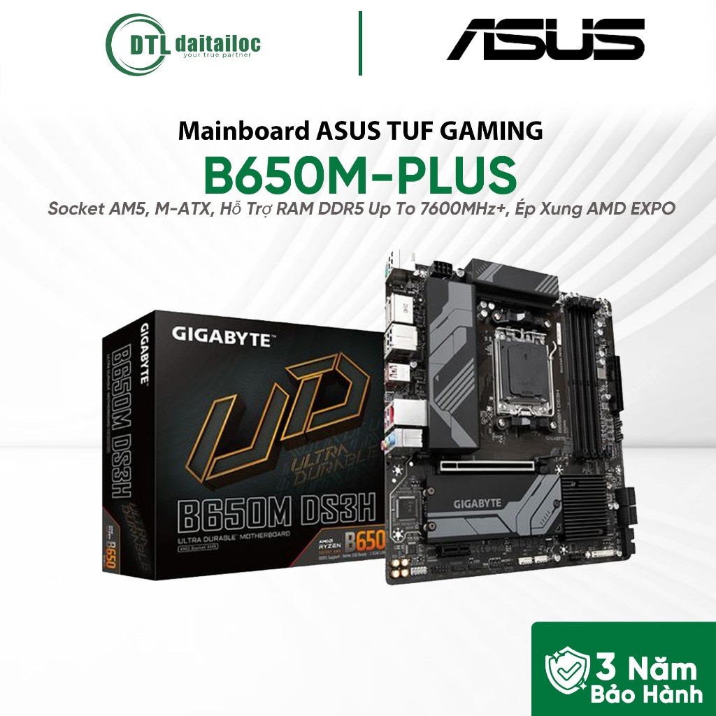 Bo Mạch Chủ Mainboard ASUS TUF GAMING B650M-PLUS - Socket AM5, M-ATX, Hỗ Trợ RAM DDR5 / Chính Hãng /