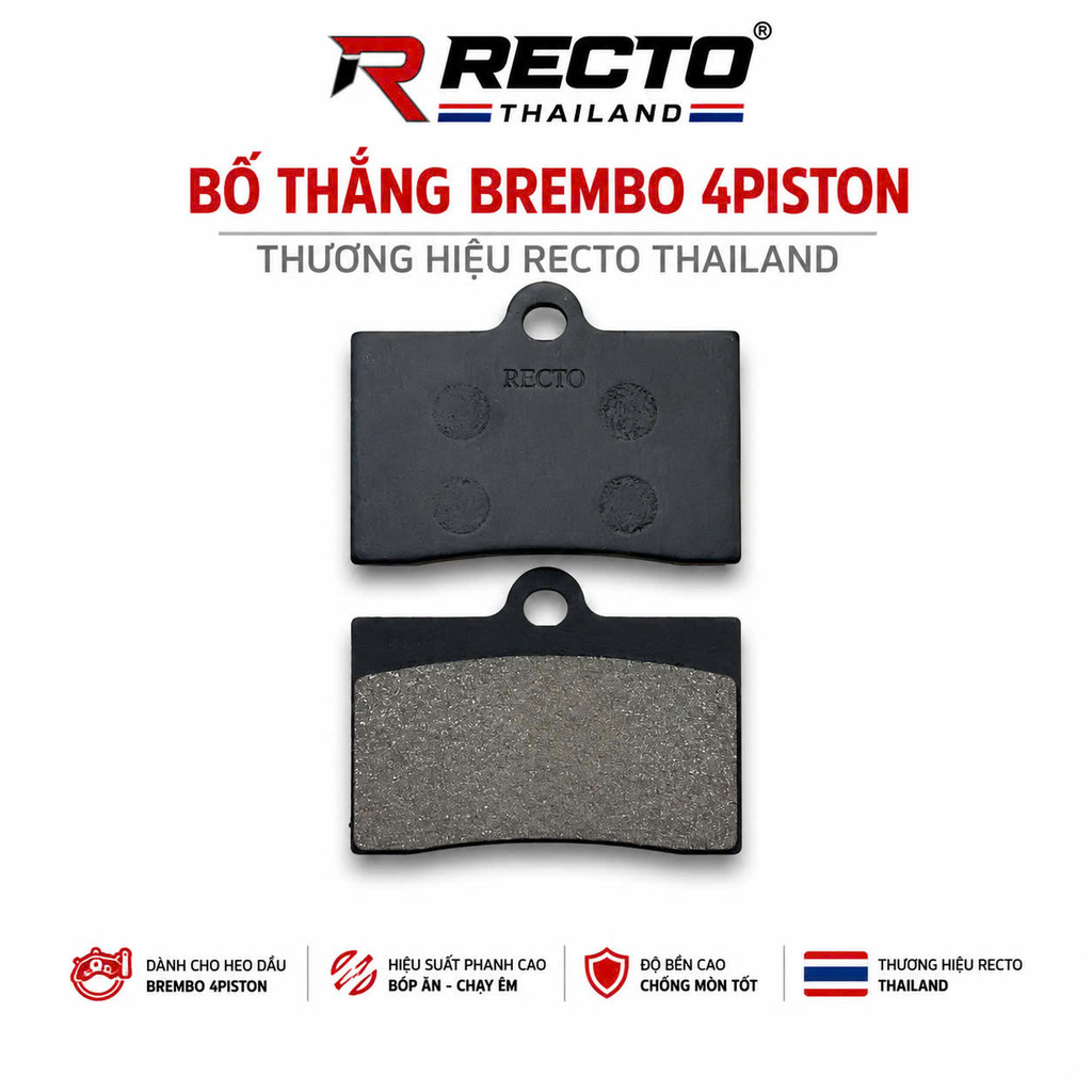 Bố Thắng RECTO 4Pis  Cho Heo Brembo / Frando / ADELIN / RCB R55 / MFZ / Gắn Như Zin , Hàng Chính Hãn