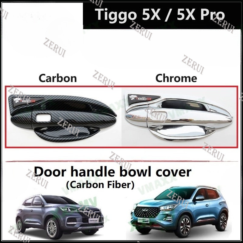 ZR Dành Cho Chery Tiggo 5X / 5X Pro Sợi Carbon Và Họa Tiết Chrome Tay Nắm Cửa Ô Tô Bát Bao Phụ Kiện 