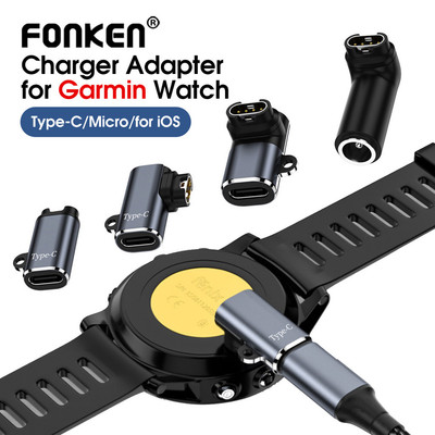 Fonken Di Động Loại C / Micro USB / IOS Nữ Sang Sạc Cáp Adapter Cho Garmin Fenix 7 / 7S / 7X / 6 / 6S / 6X / 5 / 5S / 5X Bộ Chuyển Đổi Sạc Đồng Hồ