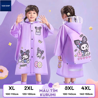  Áo mưa trẻ em chất lượng cao dành cho trẻ em từ 4-13 tuổi có ngăn đựng ba lô và dải phản quang ở mặt sau 