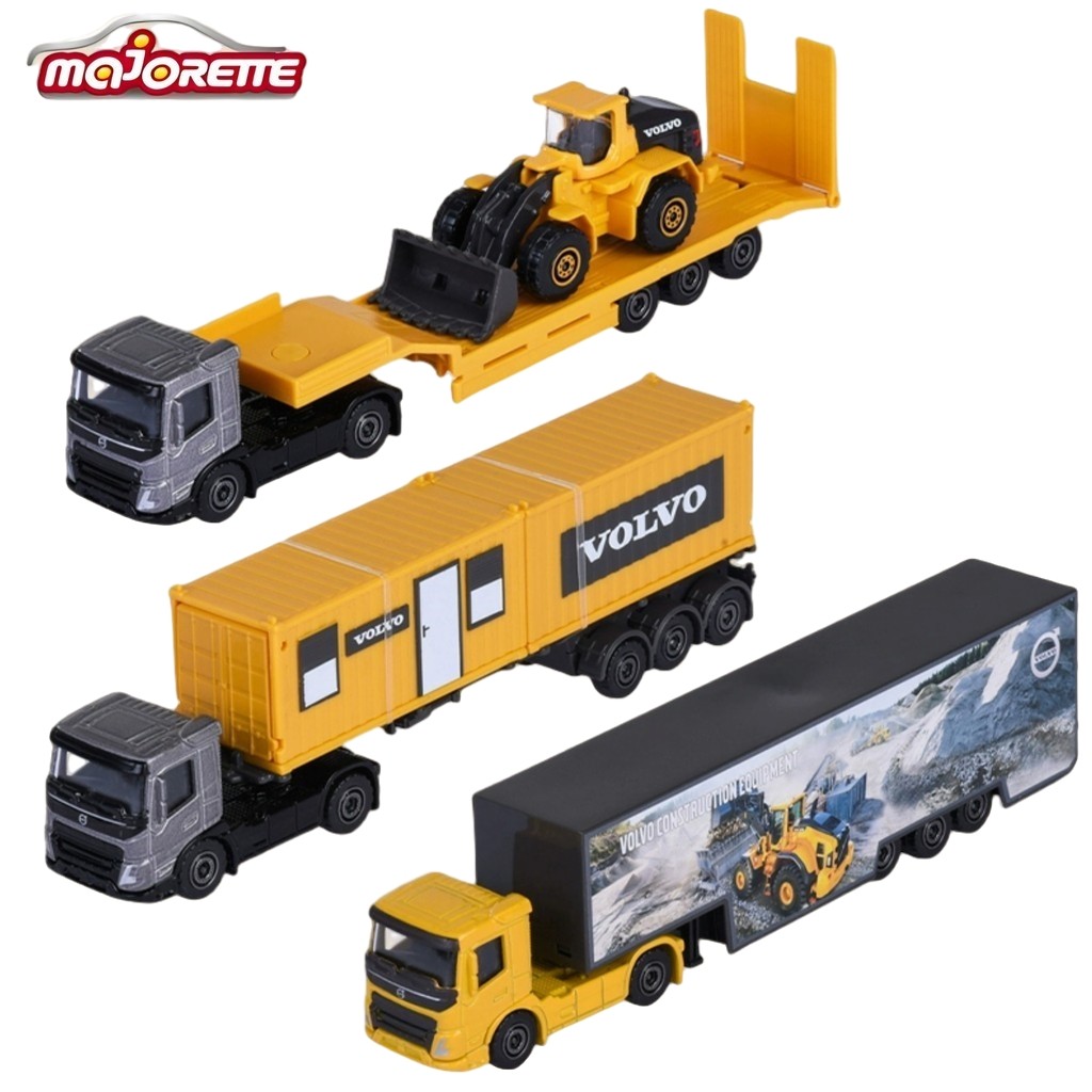 Xe tải xây dựng Majorette Volvo FMX với xe kéo thấp – Đồ chơi mô hình xe vận chuyển hợp kim đúc 1: 6