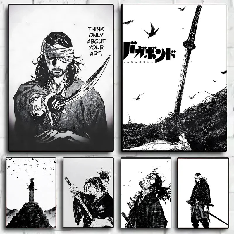 Vagabond Manga Poster HD nghệ thuật dính tường chống thấm nước phòng khách phòng ngủ thanh trang trí