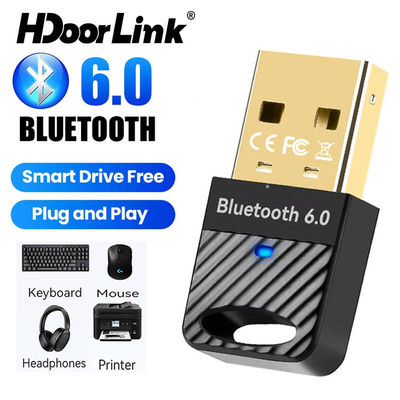 HdoorLink USB Không Dây Bluetooth 6.0 Bộ Chuyển Đổi Bộ Thu Trình Điều Khiển Miễn Phí Cho PC Windows 11 / 10 / 8.1 Chuột Bàn Phím Máy Tính