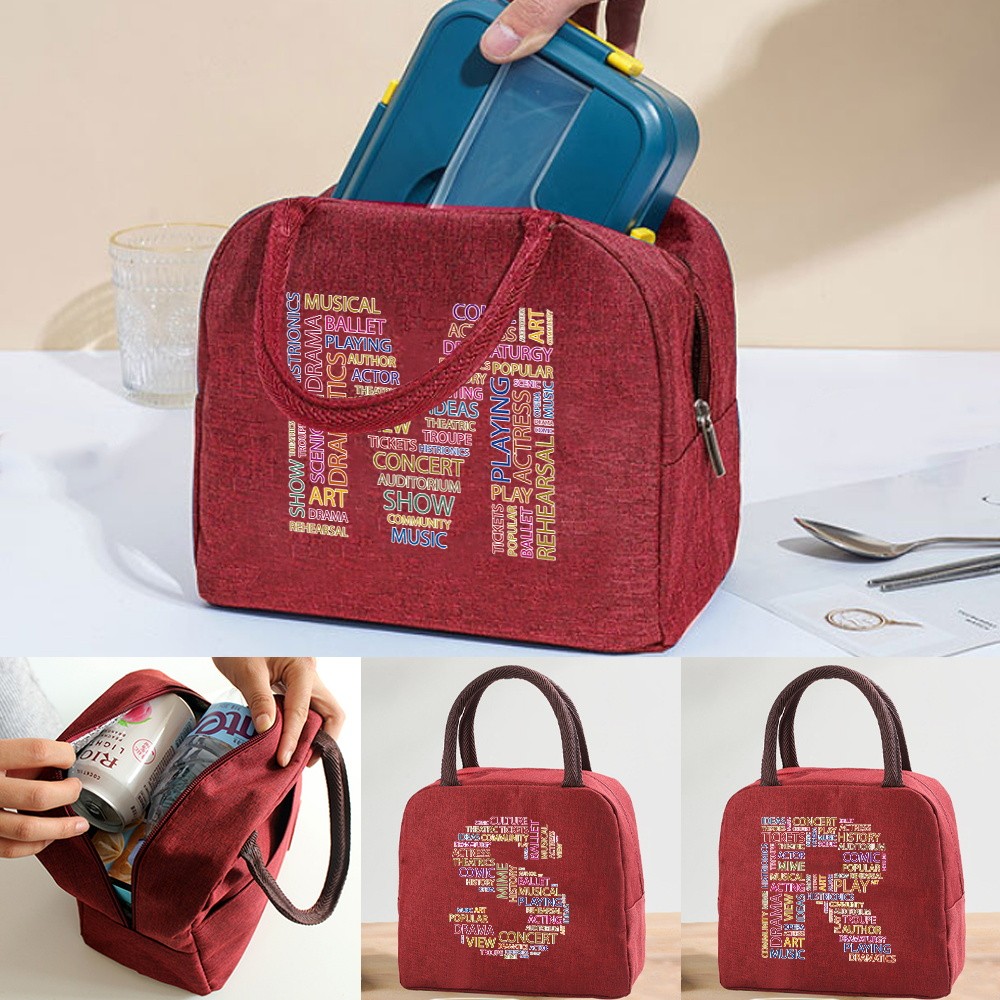 Beg Makan🌟Lunch Box Bag Insulated Thermal Dinner Pack Insulated Bag Lunch Bag Text Serise