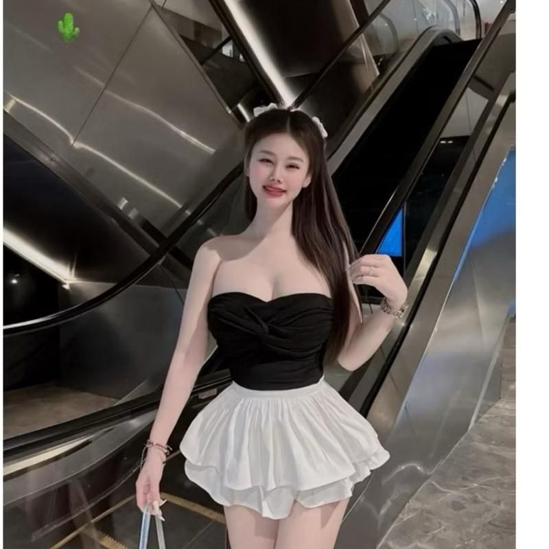 G68 Áo ống croptop xoắn nơ  phom croptop size dưới 53kg