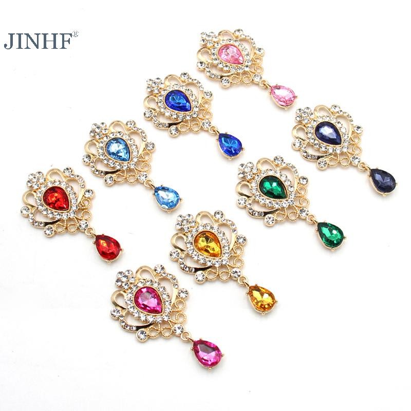 Jinhf 32*60mm Kim Cương Giả Cho Nút Tóc Phẳng Mặt Sau - Phụ Kiện DIY Thời Tràng