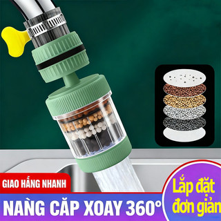  Đầu vòi lọc nước trực tiếp 6 lớp Carbon xoay 360° tiện dụng 3x12cm,Lọc nhiều lớp 