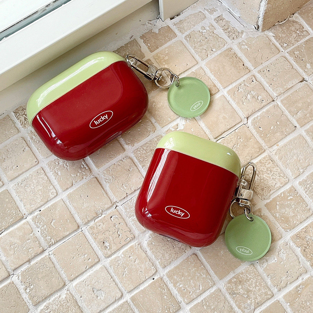 Ốp lưng Airpod may mắn màu trơn có mặt dây chuyền Vỏ tai nghe cho Airpod PRO3 4 PRO2 1 2 Pro2