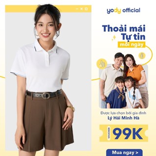 Áo polo nữ Yody dệt tổ ong phối màu trẻ trung năng động thấm hút mồ hôi BST 2025 WCPO25A074