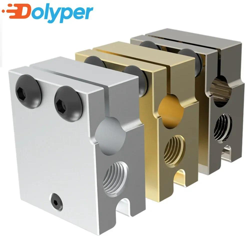 V6 PT100 Núi Lửa Mạ Nhôm Đồng Thau Khối Nhiệt Cho HT-100K Hotend 3D Máy In E3D Titan Máy đùn Khối Là