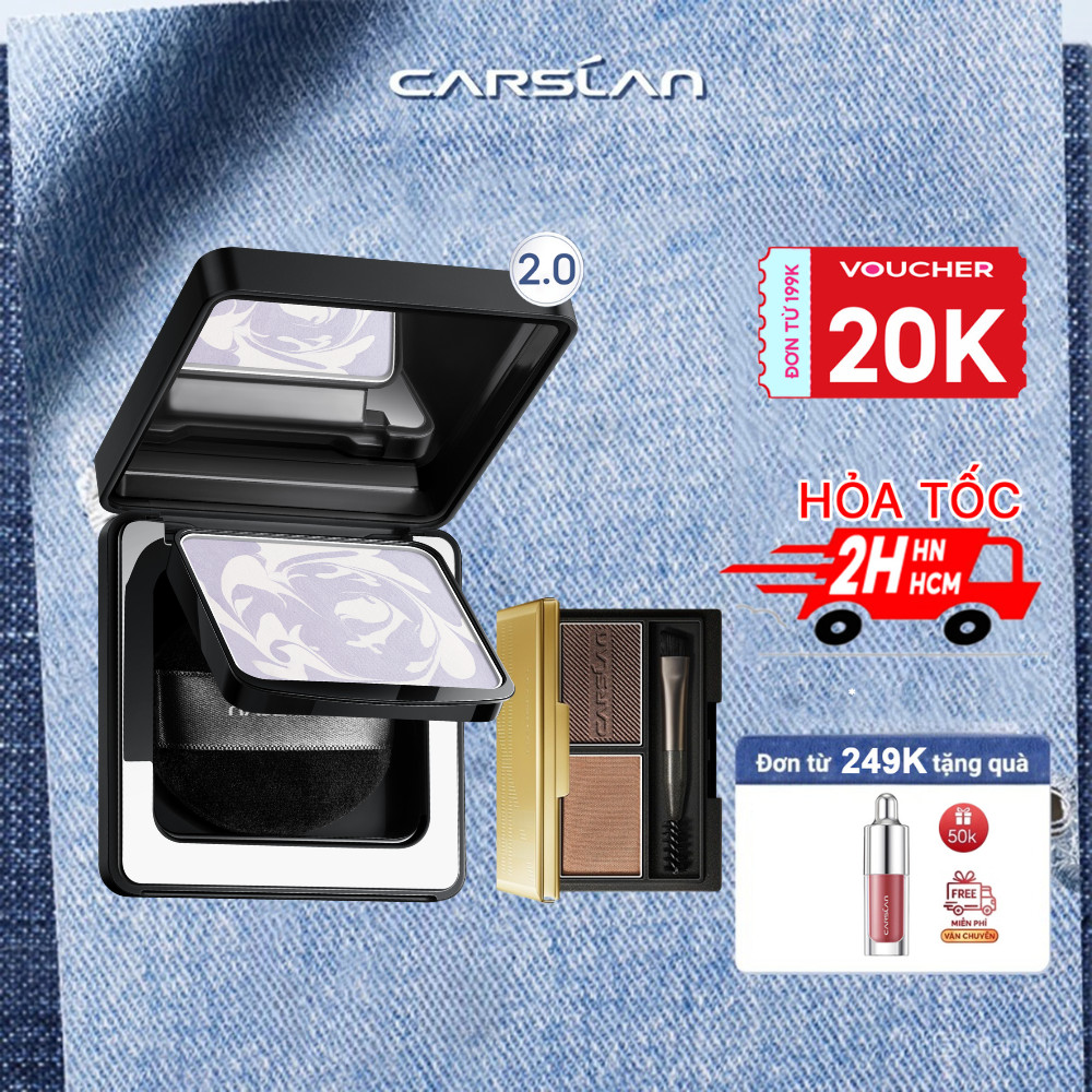 Carslan Combo Phấn Nén Kiềm Dầu Limited Mùa Hè Nâng Tông Sáng Mịn Giữ Nền Lâu Trôi + Phấn Kẻ Mày Chí
