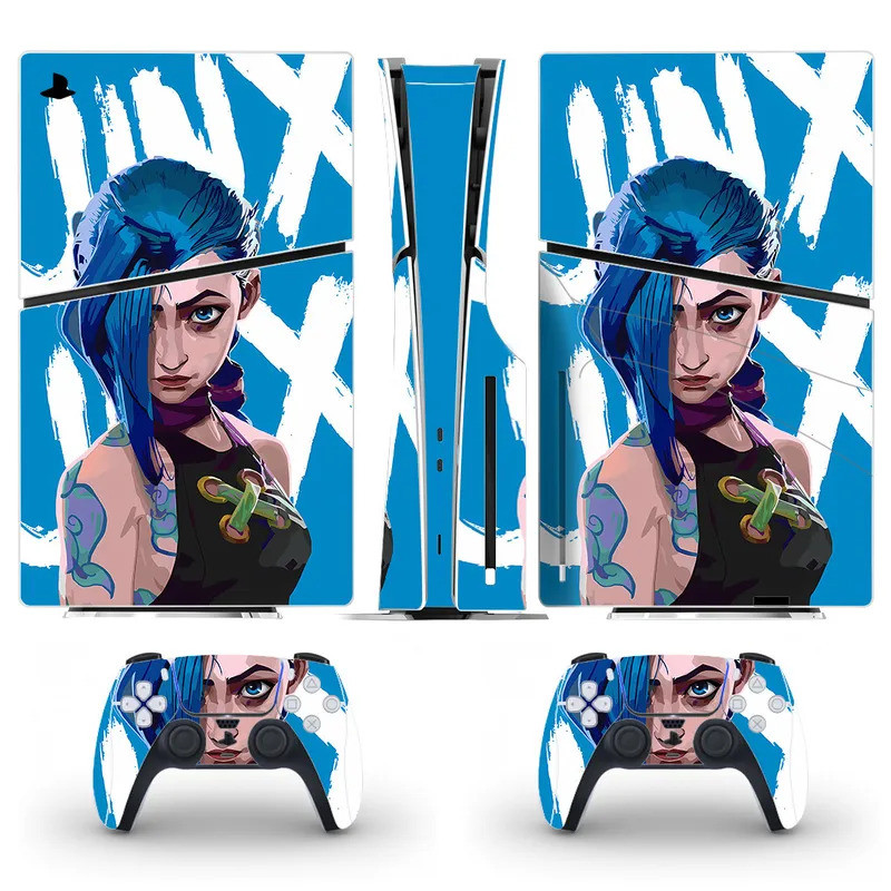 Anime Arcane Jinx PS5 Slim Disc Skin Sticker Decal Cover cho bảng điều khiển PS5 Slim Disk Sticker V