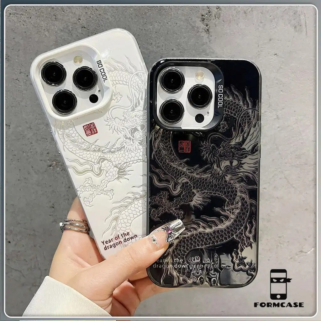 Ốp lưng iPhone 13 12 11 iPhone 16 15 14 PRO MAX X XS MAX XR 7/8PLUS hình rồng Trung Quốc dữ dội, gia