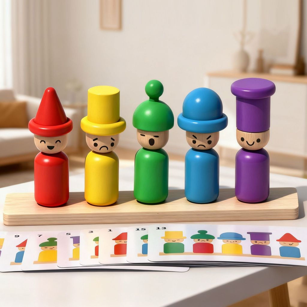 TQ~Montessori Early Education Puzzle Matching Blocks Children's Color Stacking Face-Changing Express