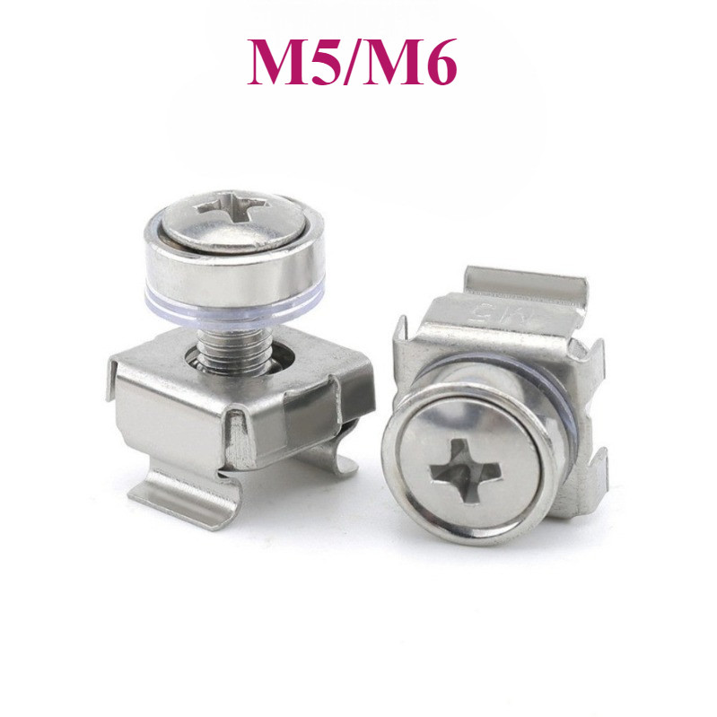 M5/M6 bộ Ốc cài rack inox 304 - ốc rack lắp tủ mạng, tủ rack chuyên dụng【 LBLLS 1】