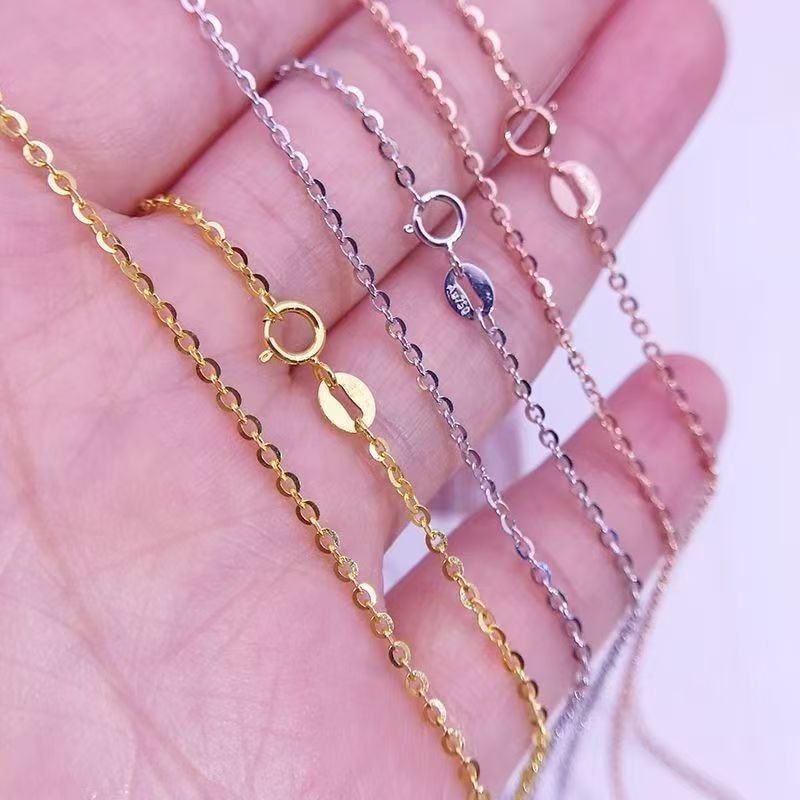 Vòng Cổ Vàng 18k Nữ Dây Xích Trơn Moissanite Vòng Cổ AU750 Vòng Cổ Vàng Trắng K Vàng Hồng Xương Đòn 
