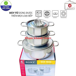Bộ 3 nồi 1 đáy inox 430 sử dụng được trên bếp điện từ