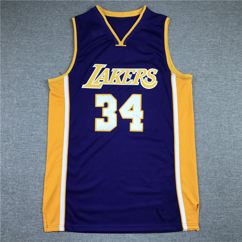 Bóng rổ JERSEY JERSEY LAKERS MN Retro Thêu Áo Thể Thao 34 LAKERS ONEAL JERSEY