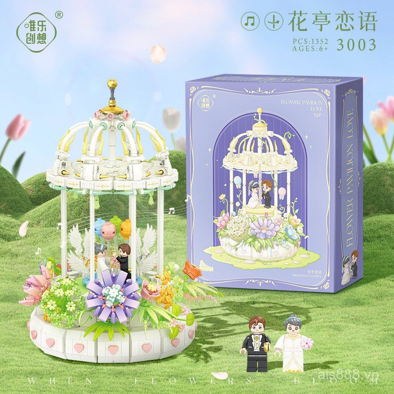 QXDJ [Cash commodity and quick delivery]Weile Creative3003Flower Pavilion Love Whispers Rotating Mus