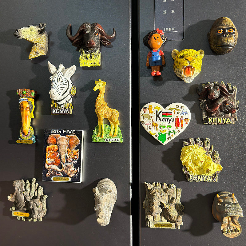 [Hàng có sẵn] Kenya Travel Lion Zebra Tanzania Five Hegemony Tủ Lạnh Dán 3d Ba Chiều Sáng Tạo Từ Tín