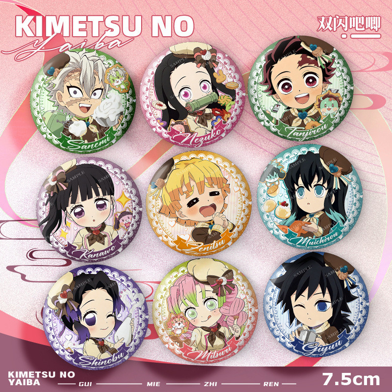 Demon Slayer Trắng Valentine Series Tanjiro Shinobu Giyu Huy Hiệu Pin Anime Merch
