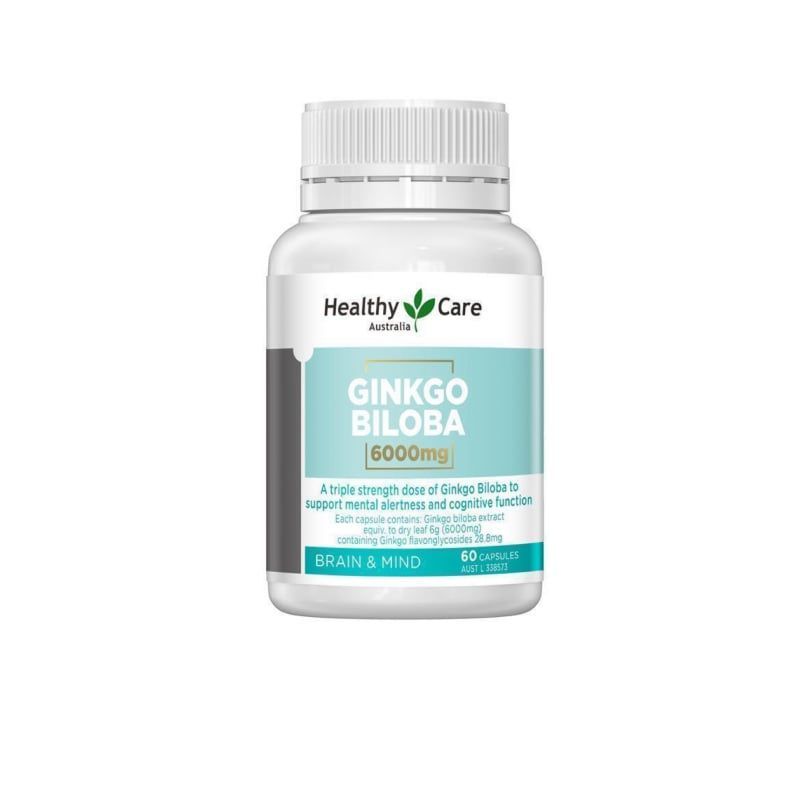 Viên bổ não Ginkgo Biloba 6000mg Healthy Care của Úc, 60 viên