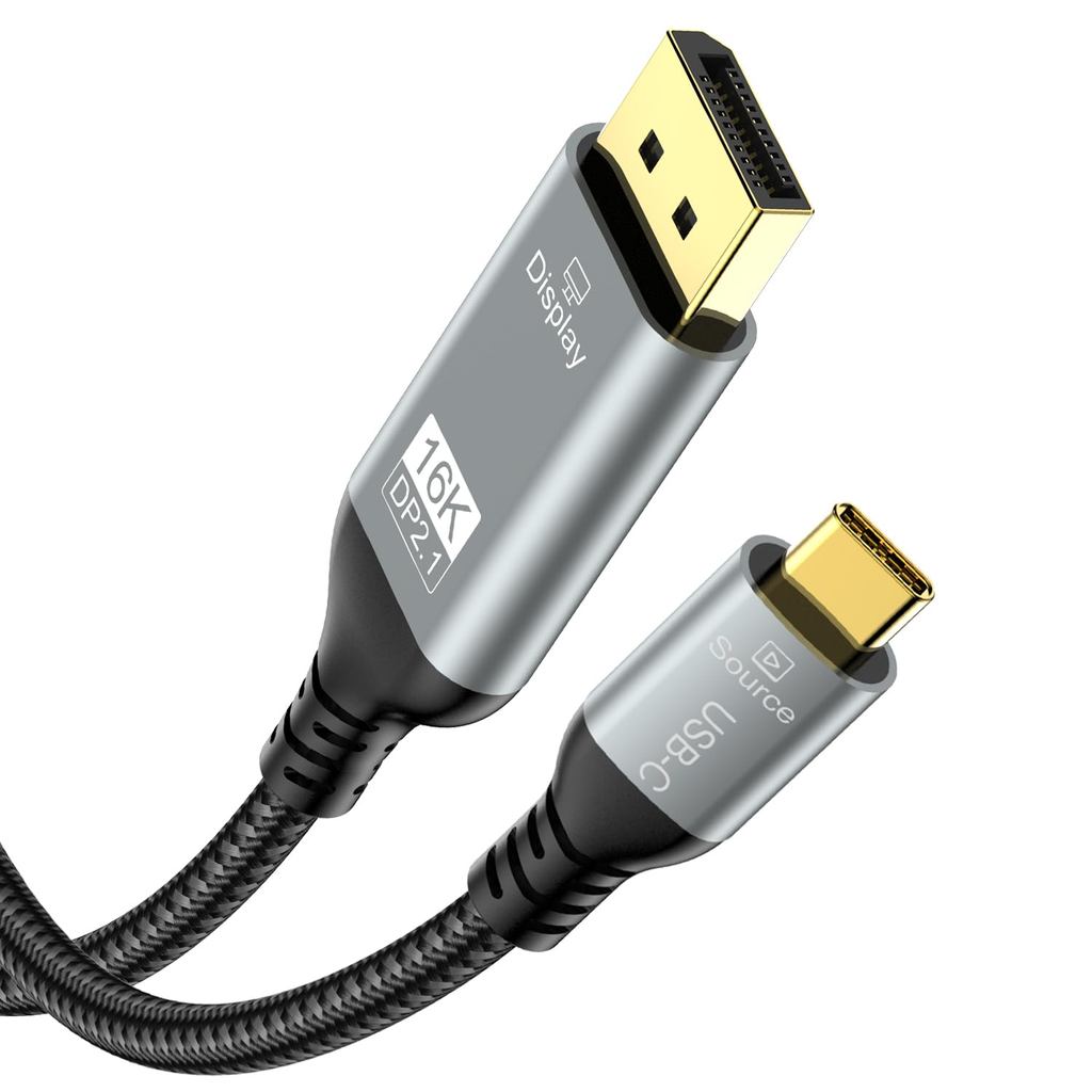 Cáp USB C sang Displayport 2.1, 16k @ 30Hz Thunderbolt 4 / 3 để hiển thị Dây cổng, Cáp USB c sang dp