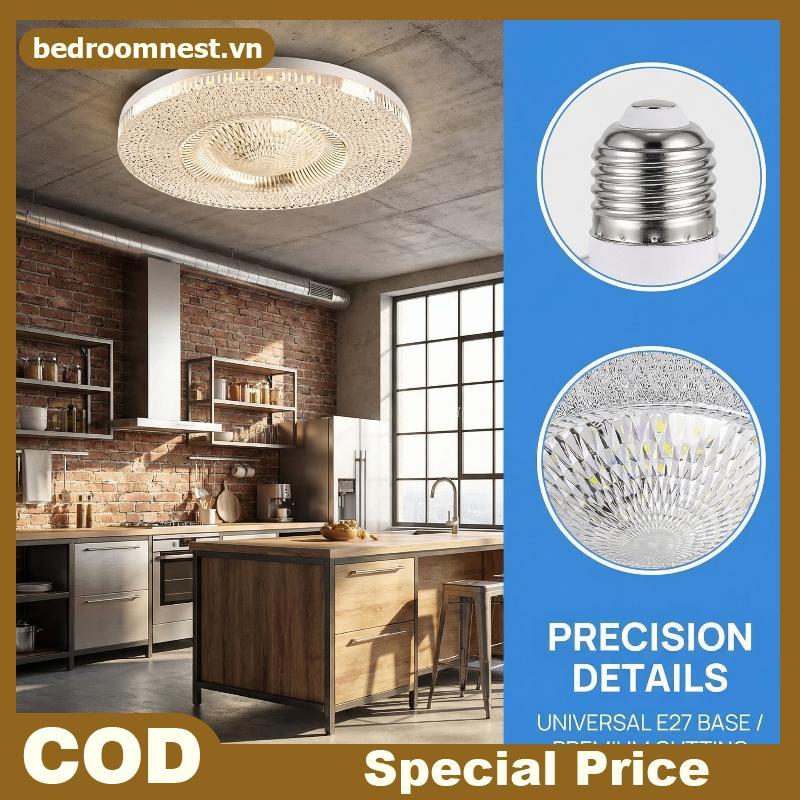 BEROM 1 Đèn trần LED pha lê UFO, Bóng đèn chùm bảo vệ mắt siêu sáng E27.
