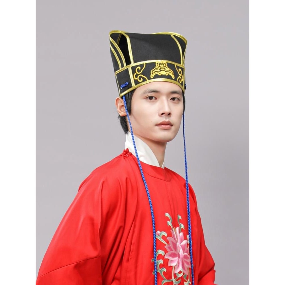 Tám Khiêu Vũ Lễ Hội Lỗ Trang Phục Vàng Cicada Vương Miện Trang Phục Nón Wei Jin Hanfu Nón Liang Crow