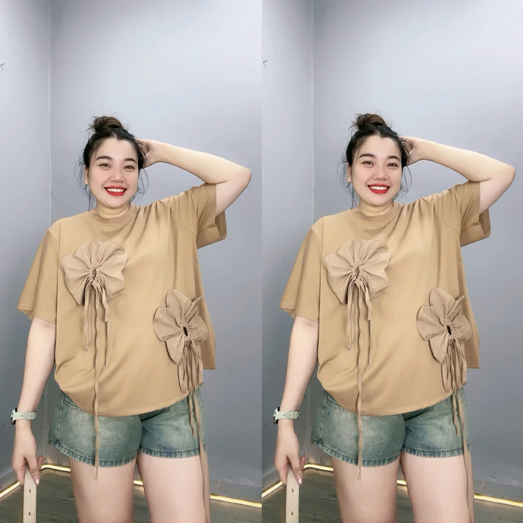 Áo Thun Bigsize Nữ Basic Cổ Tròn Phối Nơ Hoa Dễ Thương – Form Rộng  BIG SIZE CÔ NHỎ  A292 | BigBuy360 - bigbuy360.vn