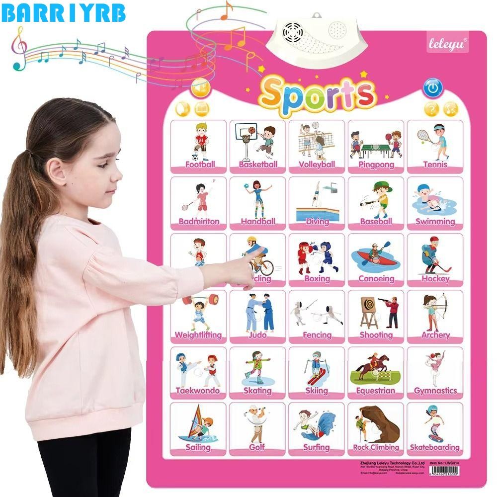 BARR1YRB Kids Learning Talking Poster, Sách âm thanh PVC Biểu đồ tường nói chuyện tương tác, Số Anim