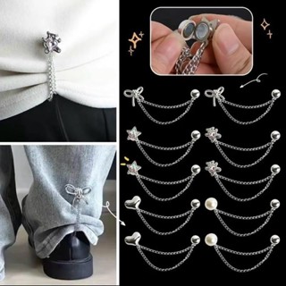 Kẹp cố định tay áo, lai quần dây chuyền khoá từ tính cổ điển 1 cặp, đồ dùng cầm tay phụ kiện quần áo