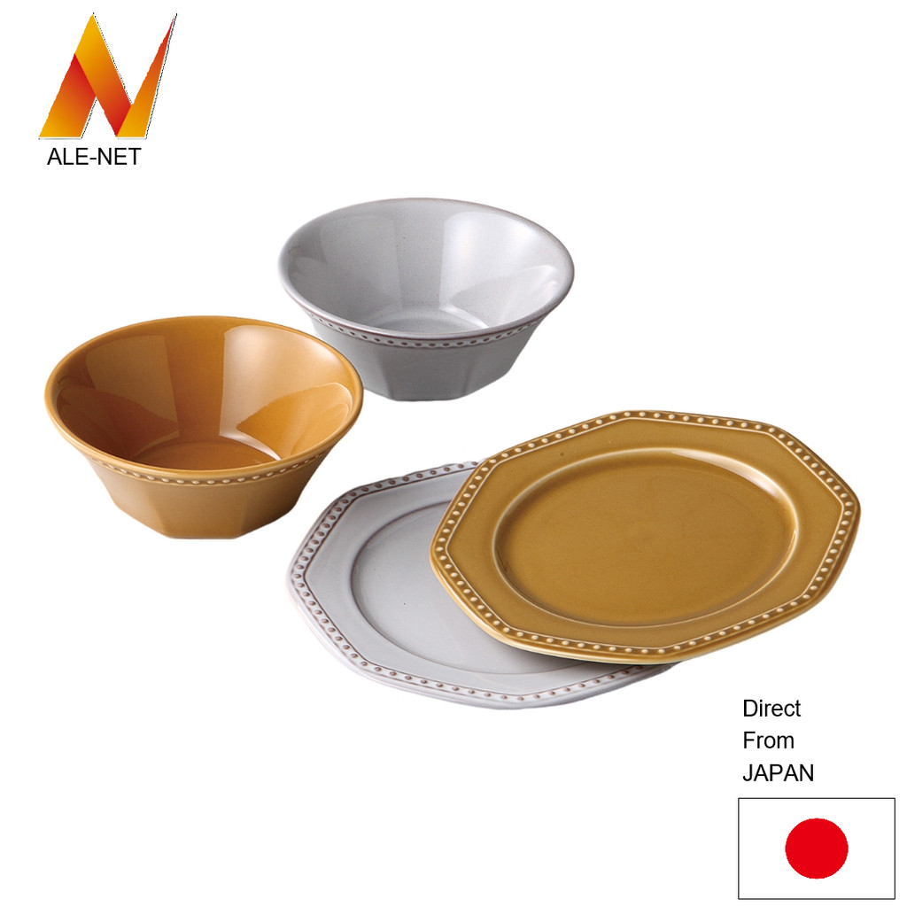 ALE-NET Plate Bowl Pair Set Corine Plate Bowl Pair N&A Porcelain Mino ware Made in Japan 【Direct fro