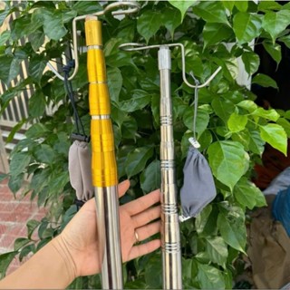  Sào Inox Rút Gọn Đa Năng - Treo Lồng Chim Phơi Quần Áo Bứt Hoa Quả + Tặng Móc & Túi Bổi 