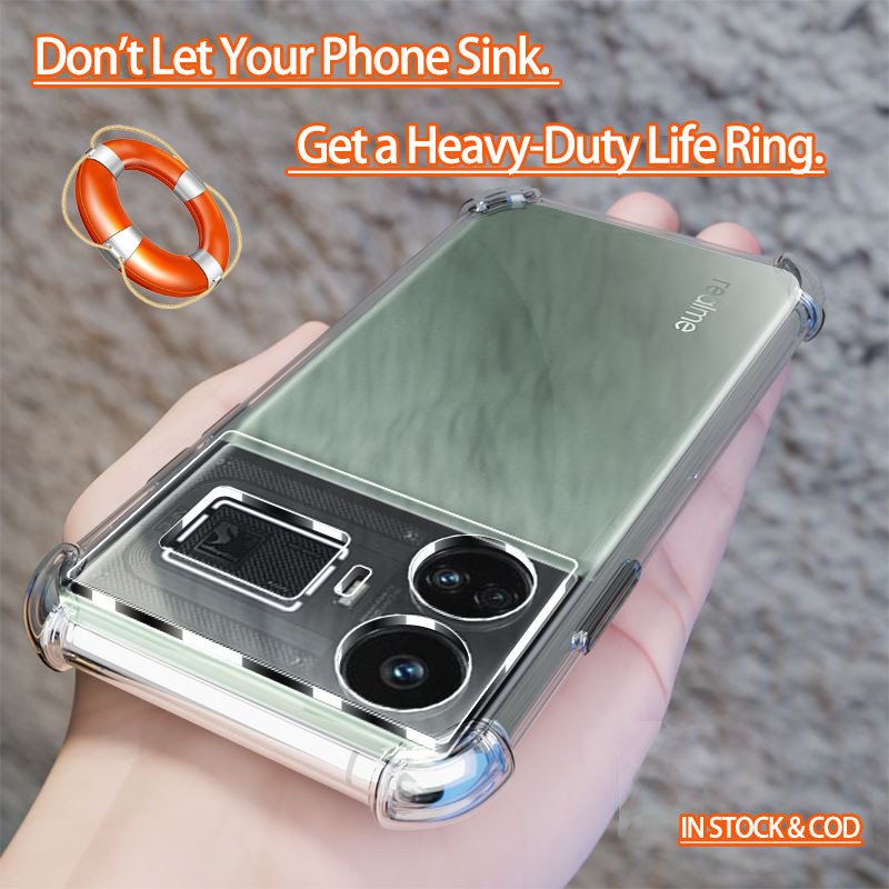 Realme GT3 240w GT Neo 5 RMX3709 Crystal Clear 4 góc Vỏ điện thoại thạch mềm chống sốc Ốp lưng trong