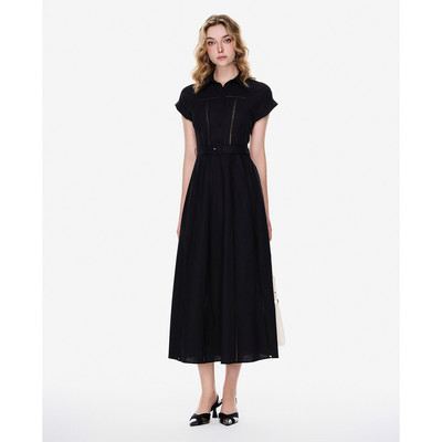 GIGI - Đầm midi cổ bẻ tay ngắn phối thắt lưng_G2107D251106-66