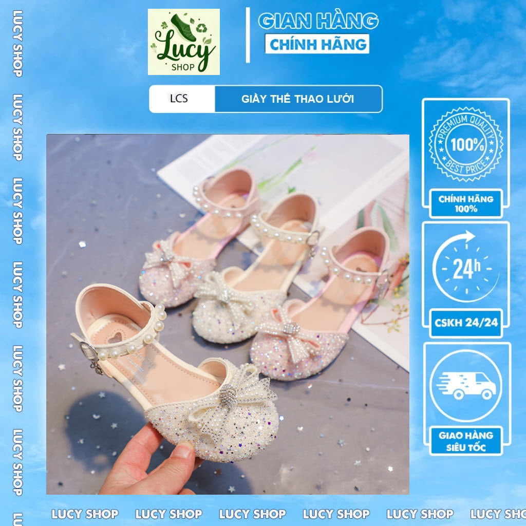 Giày Búp Bê Bé Gái L135 Kiểu Dáng Vitage Đính Nơ Kim Tuyến Lấp Lánh Phong Cách Tiểu Thư Hàn Quốc Phù Hợp Đi Sự Kiện