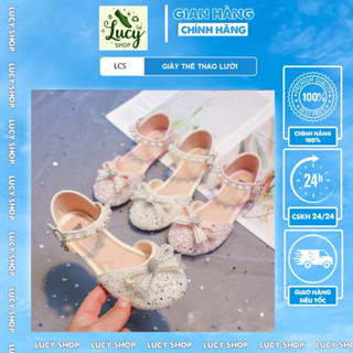 Giày Búp Bê Bé Gái L135 Kiểu Dáng Vitage Đính Nơ Kim Tuyến Lấp Lánh Phong Cách Tiểu Thư Hàn Quốc Phù Hợp Đi Sự Kiện