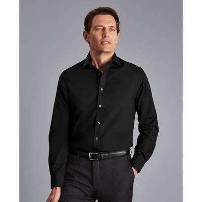 CHARLES TYRWHITT - Áo sơ mi nam tay dài Cutaway Collar Poplin_FON0710-BLK