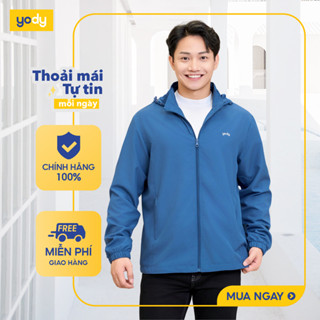   10%  Áo khoác gió nam trượt nước thông minh YODY 2 lớp có mũ cản gió chống thấm AKM5041