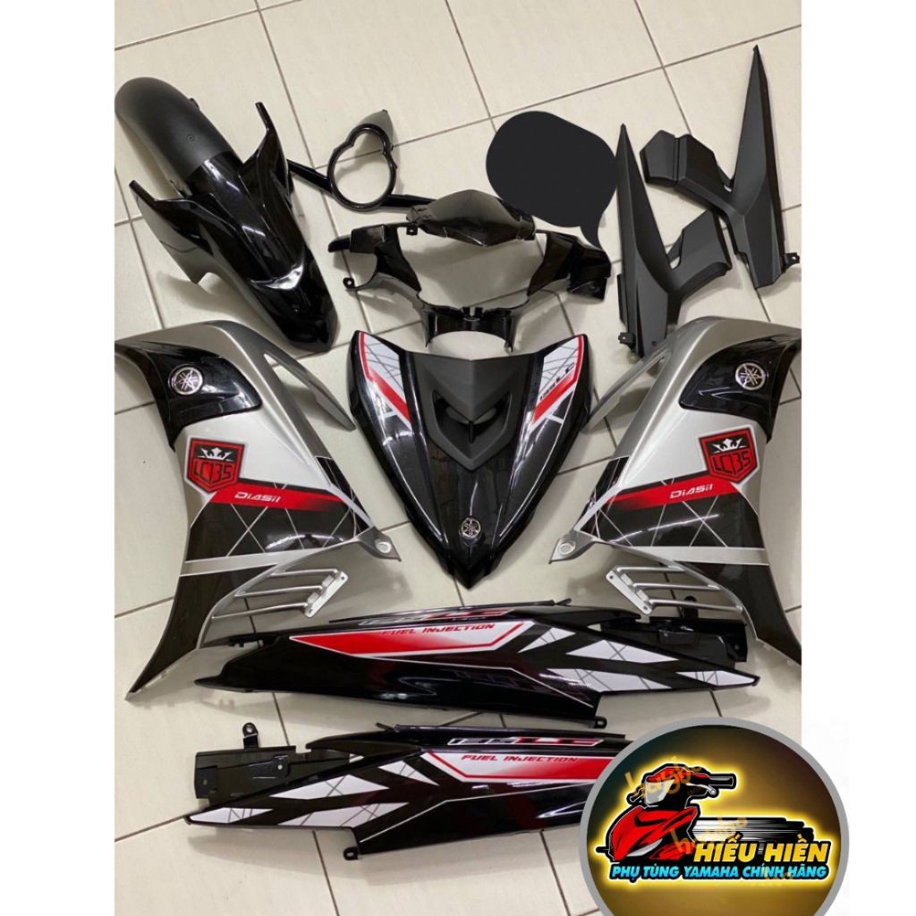 Dàn áo Exciter 135 đen bạc với mẫu tem LC135 - Tăng cường phong cách xe bạn thời trang