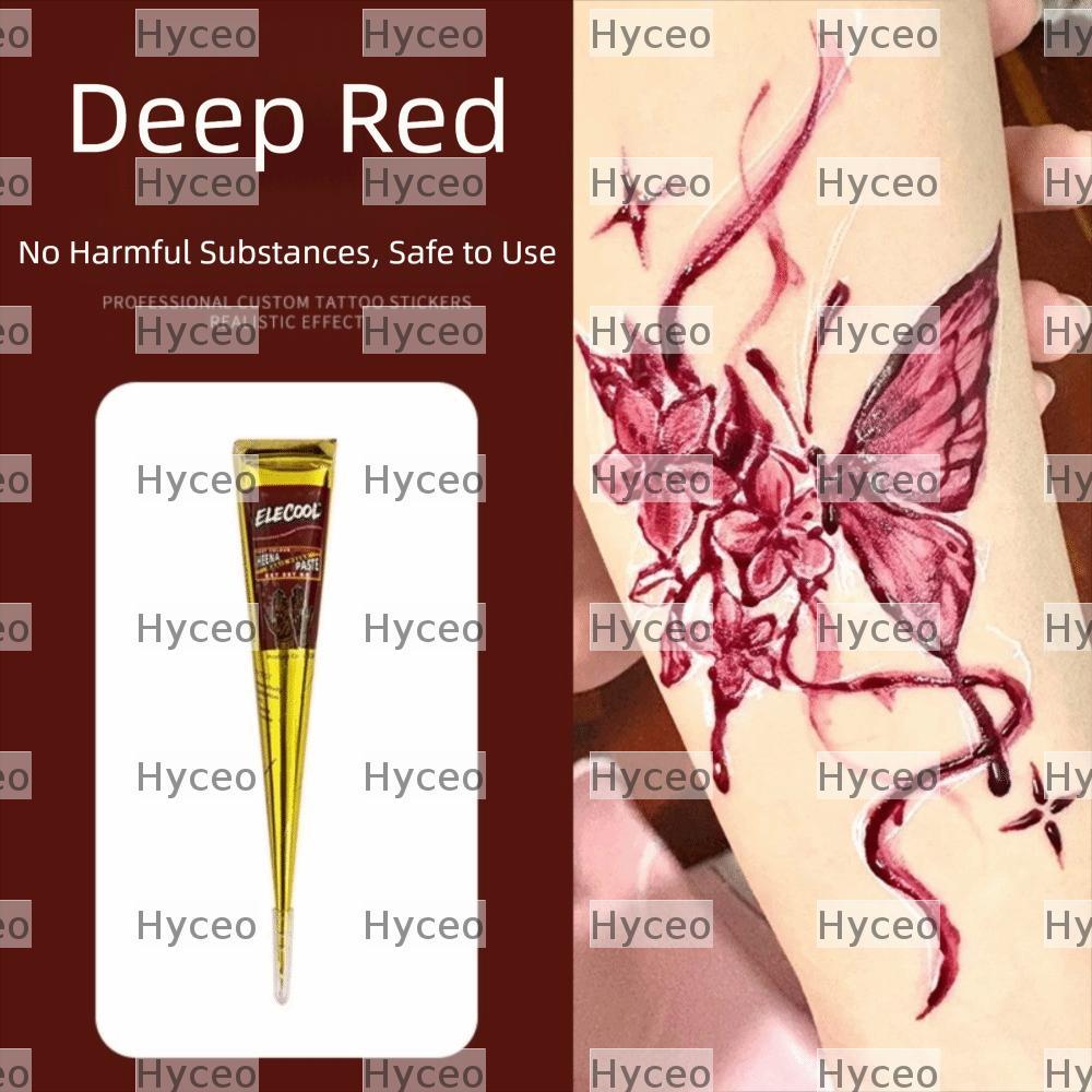HYCEO Henna Dán Nón, Kem Xăm Henna Nâu Đen Dễ Sử Dụng, Kem Xăm Bán Vĩnh Viễn Tạm Thời Mehndi Body Ar