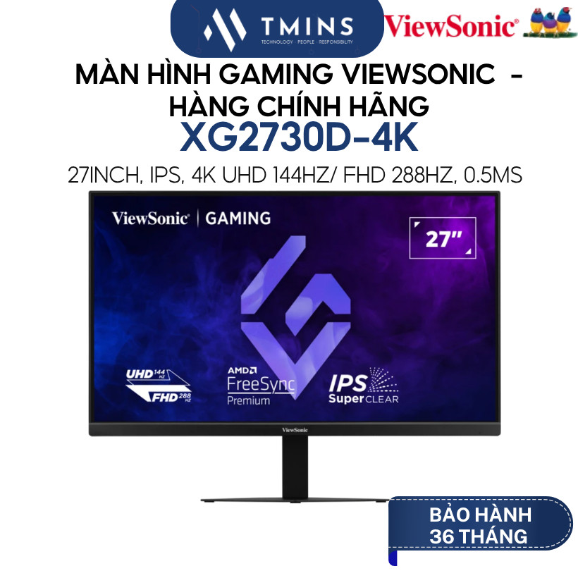 Màn Hình Gaming ViewSonic XG2730D-4K (27inch, IPS, 4K UHD 144Hz/ FHD 288Hz, 0.5ms) - Hàng chính hãng